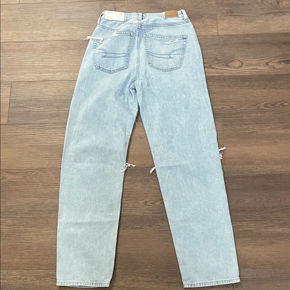 American Eagle Outfitters Sky Blue Ripped Straight Jeans - Picture 2 of 4
